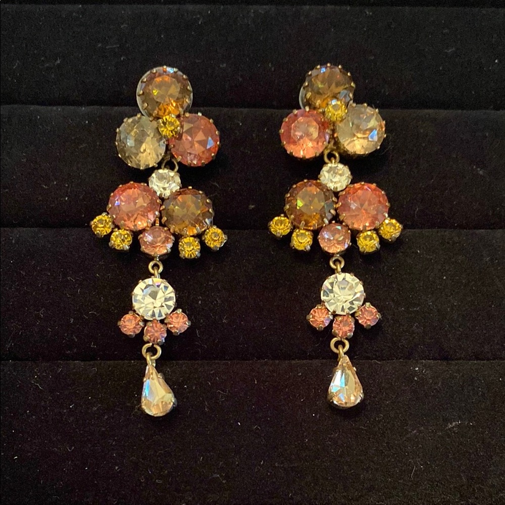 LOFT Pink and Brown Chandelier Earrings with Teardrop Design